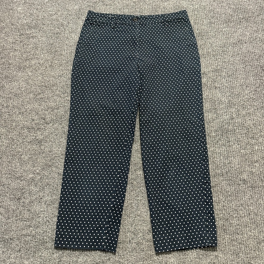 Talbots Heritage Womens Pants 6 Black‎ Polka dots Cropped Flat Front Mid Rise